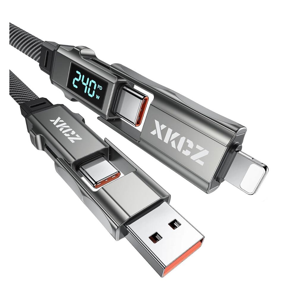 4 in 1 USB C Cable with Wattage Display - Multi charge cable with data sync
